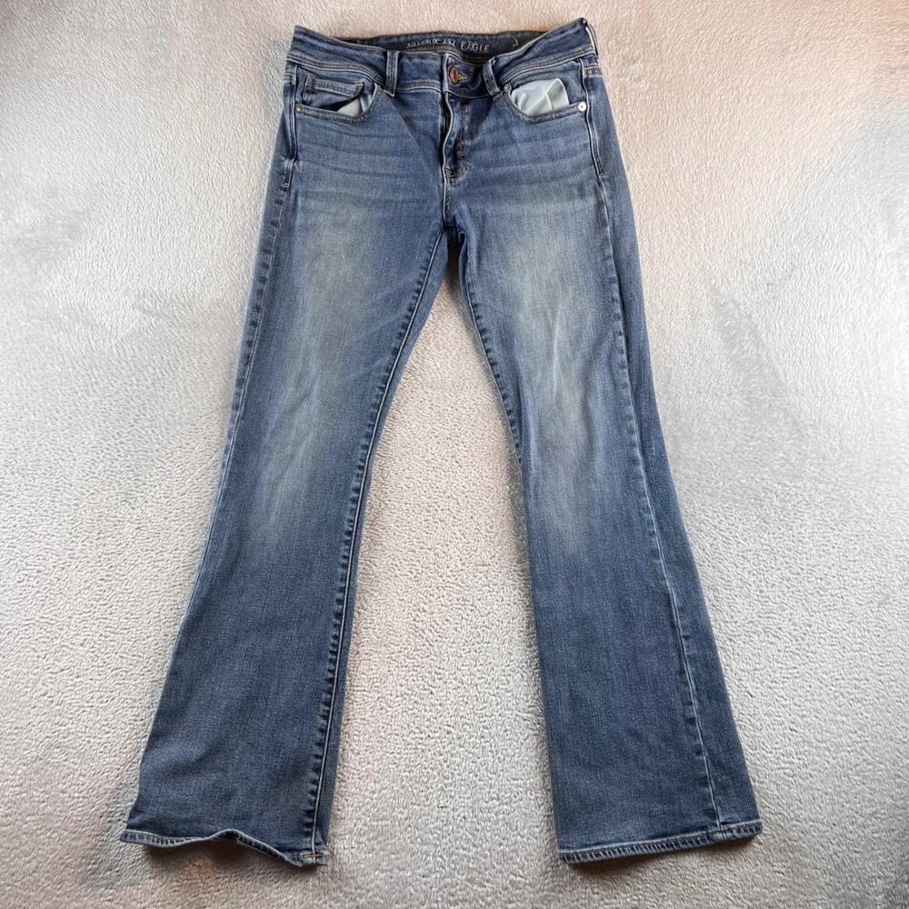 American Eagle Kick Boot Jeans Womens 8 Regular Blue Medium Wash Bootcut 03873